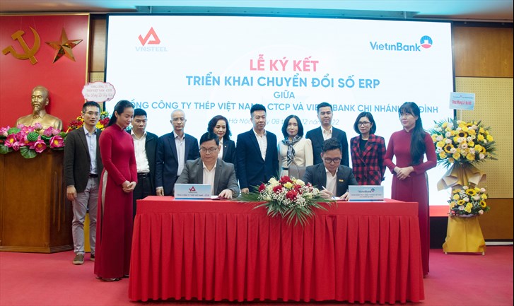 VNSTEEL và VietinBank Ba Đình ký kết hợp tác chuyển đổi số ERP