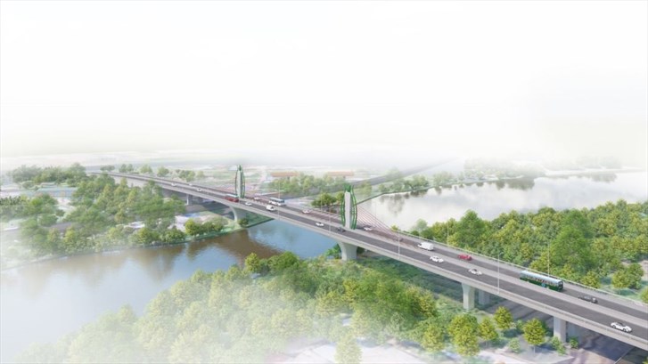 Sắp khánh thành cầu Huống Thượng - cây cầu được xây dựng bằng Thép Việt - Sing (NSV)