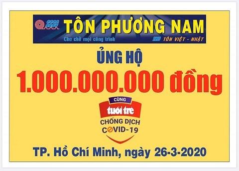 Tôn Phương Nam ủng hộ 1 tỷ đồng chống dịch Covid -19