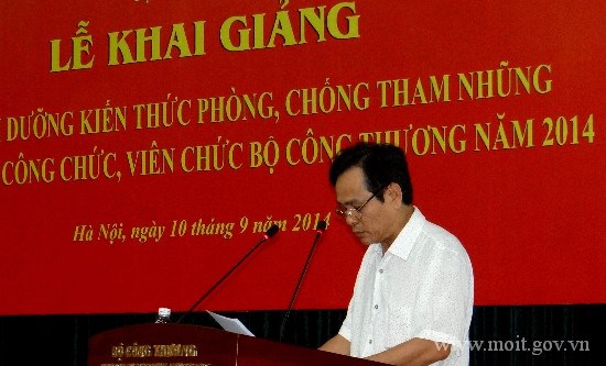 Khóa bồi dưỡng kiến thức phòng, chống tham nhũng cho cán bộ công chức, viên chức Bộ Công Thương 2014
